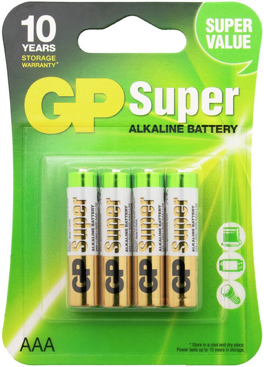 GP Super Alkaline AAA batterijen - 4 stuks