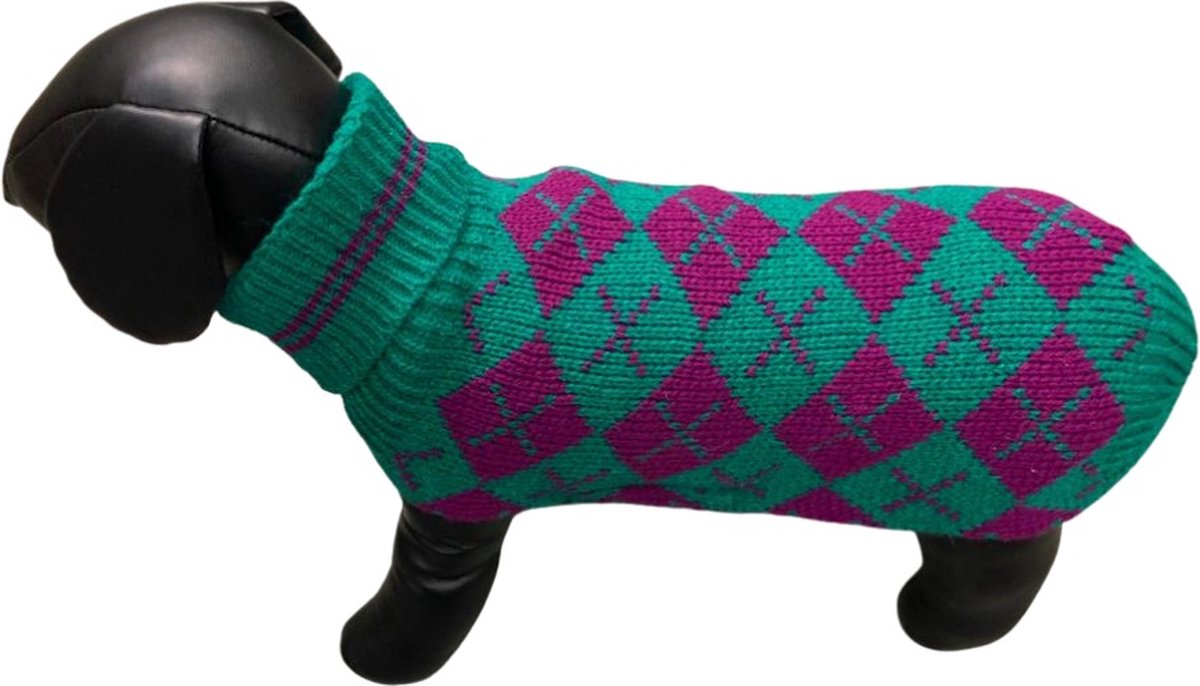 Hondentrui Izzie groen/paars ruit 36cm