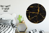 WallCircle - Stickers muraux - Cercle de papier peint - Marbre - Or - Zwart - Aspect marbre - Glitter - 120x120 cm - Cercle mural - Autocollant - Papier peint autocollant rond XXL