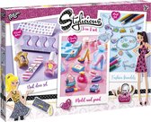 Totum Fashion & Beauty 3 in 1 knutselset creatief speelgoed incl kinder nagellak, armbandjes maken met krimpfolie bedels, mode gips figuren gieten en beschilderen - cadeau tip