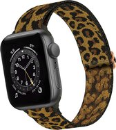 Nylon Bandje Geschikt voor Apple Watch 1-8 / SE (42/44/45) Bandje Stof - Horloge Band Verstelbare Gesp Polsband Geschikt voor Apple Watch 1-8 / SE (42/44/45) - Panterbruin.
