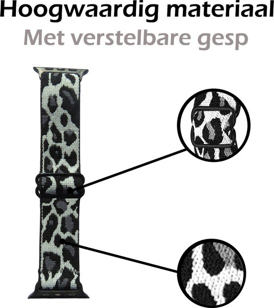 Bracelet adapté pour Apple Watch Strap 38/40/41 mm Nylon Watch Band Boucle réglable - Convient pour Apple Watch 1-8 / SE - 38/40/41 mm Nylon - Panther Wit