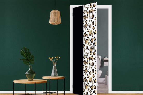 Deursticker Panterprint - Dieren - Waterverf - 90x215 cm - Deurposter