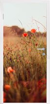 Deursticker Zonsondergang - Bloemen - Rood - 95x235 cm - Deurposter