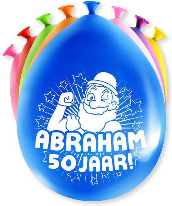 Foto: Paperdreams ballonnen abraham 50 jaar feest 8x stuks diverse kleuren 30 cm