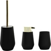 Items - Toiletborstel met houder 35 cm en zeeppompje/beker 280ml zwart