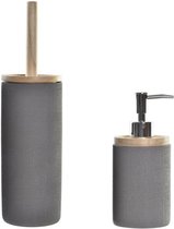 Items - Toiletborstel houder 38 cm en zeeppompje 300ml grijs polystone