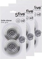 5Five Gootsteenfilters - 6x stuks - RVS