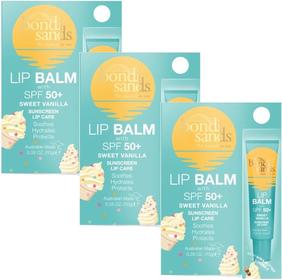 BONDI SANDS - Sunscreen Lip Balm SPF 50+ Sweet Vanilla - 3 Pak