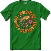 Flower Power - Grow Positive Thoughts - Vintage Aesthetic - T-Shirt - Heren - Kelly Groen - Maat L