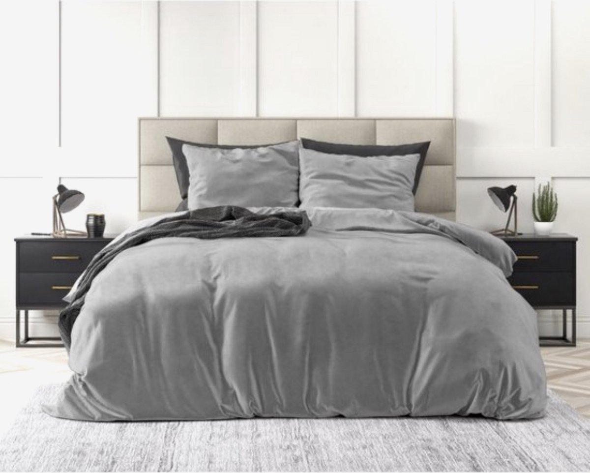 Dekbedovertrek Dreamhouse Crushed Velvet Katoen Metallic Silver Velvet