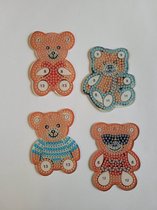 Porte-clés Diamond painting ours (4 pièces) à coller des deux côtés