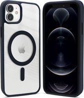 Coverzs telefoonhoesje geschikt voor Apple iPhone 12 / 12 Pro hoesje Magneet mat - magnetisch hoesje - donkerblauw