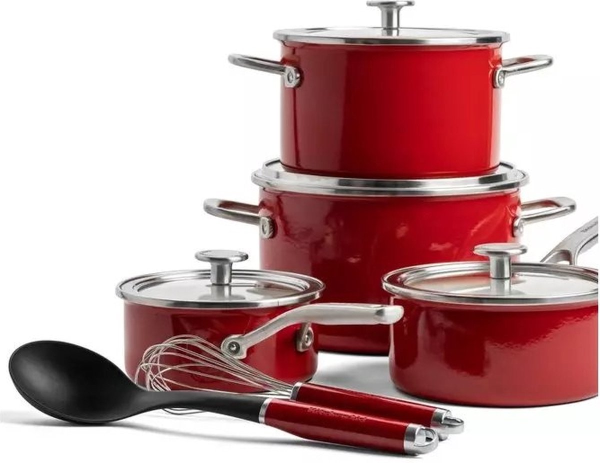 KitchenAid Core Enamel Pannenset 6delig Rood