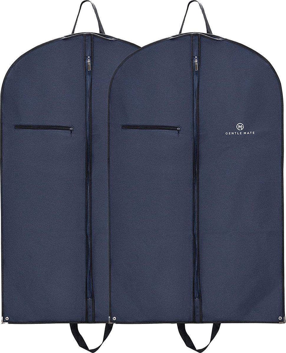Gentle Mate® Kledingzak, 2 stuks, premium zwart, met schouderriem, inclusief geurzak, hoogwaardige kledingtas, zakelijke kledingtas, voor reizen en opbergen van pakken, overhemden, kostuumzak voor