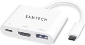 SAMTECH USB-C naar HDMI 3 in 1 adapter - 4K @60hz - usb c fast charge- usb 3.0 - white