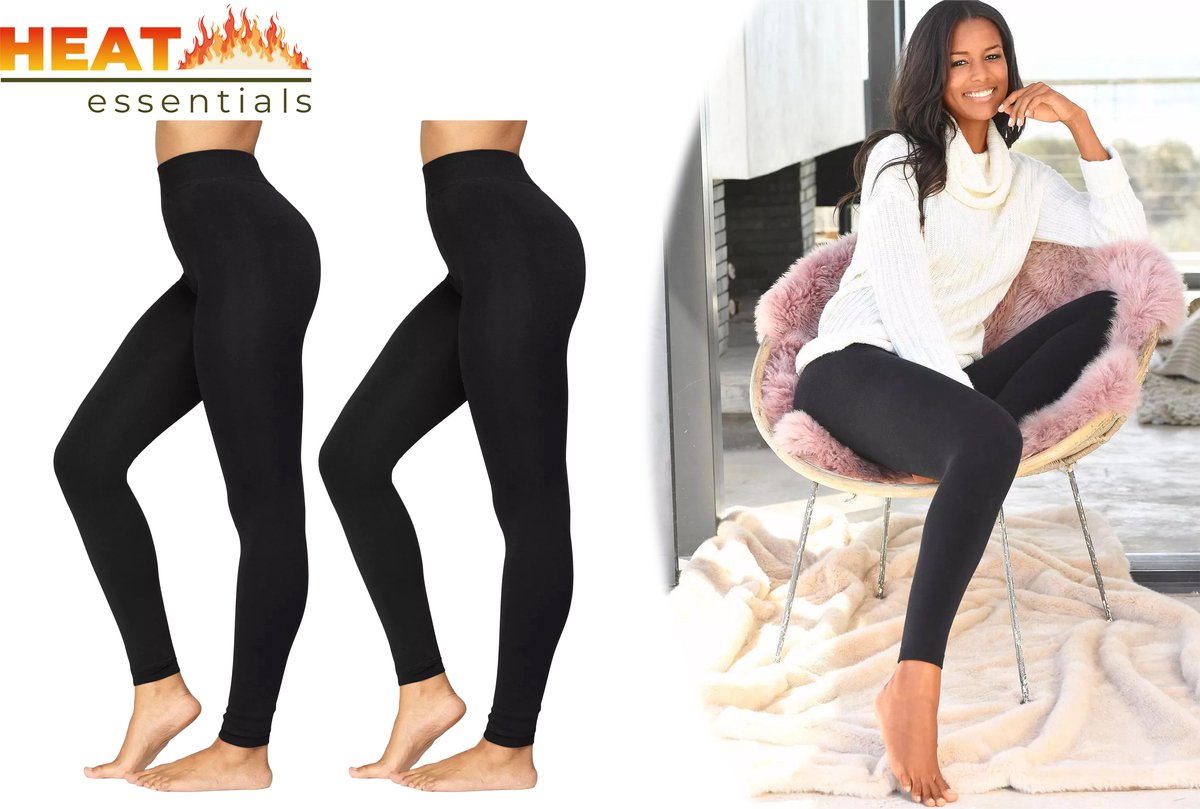 Heat Essentials - Thermo Legging Dames - Fleece Panty - 2 Stuks - Zwart -  S/M - Thermo... | bol