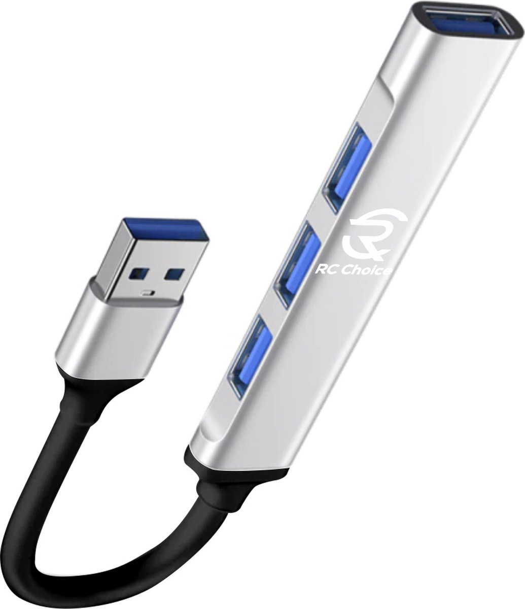RC Choice USB 3.0 Hub - 4 USB poorten - Aluminium Zwart / Zilver