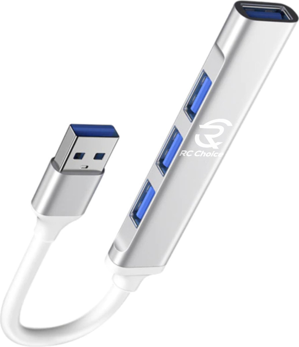 RC Choice USB 3.0 Hub - 4 USB poorten - Aluminium Wit / Zilver