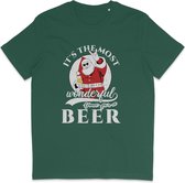 T Shirt Heren - Kerst BierTijd- Korte Mouw - Groen - Maat L