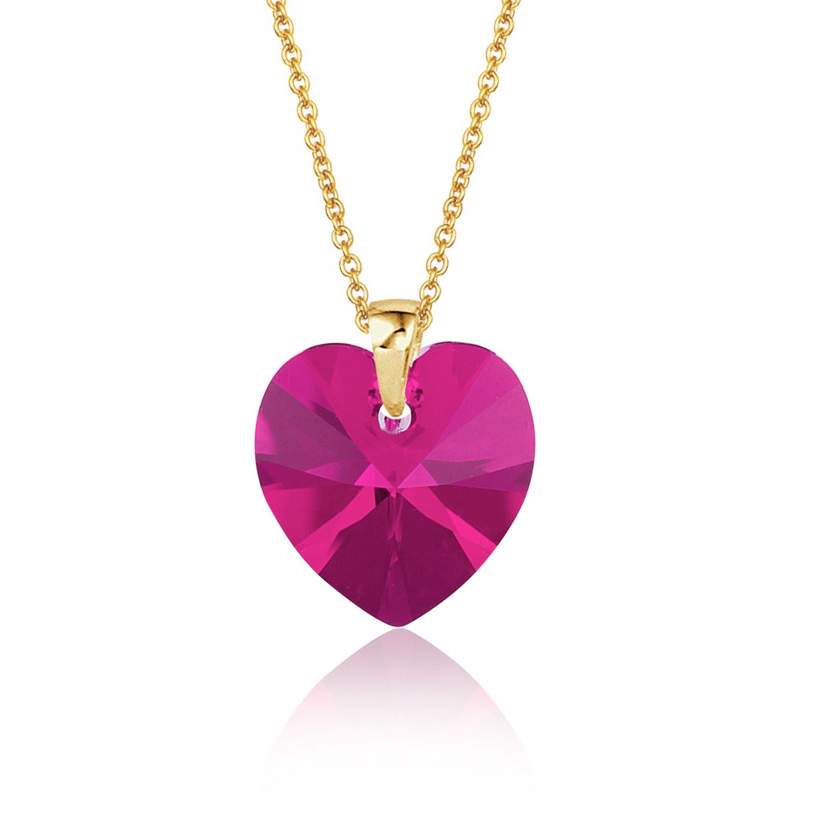 Montebello Ketting Fleur HG99 - Swarovski Hart - 925 Zilver Verguld - Ø14mm - 45cm