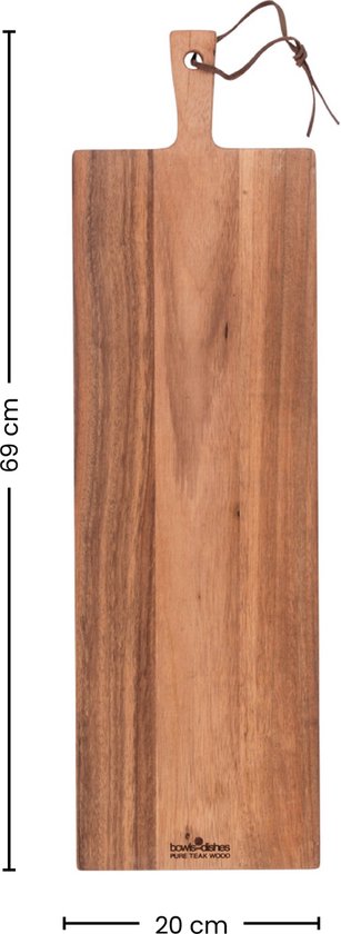 Bowls and Dishes Pure Teak Wood Borrelplank | Tapasplank | Serveerplank 69 x 20 x 2 cm | cadeautip!