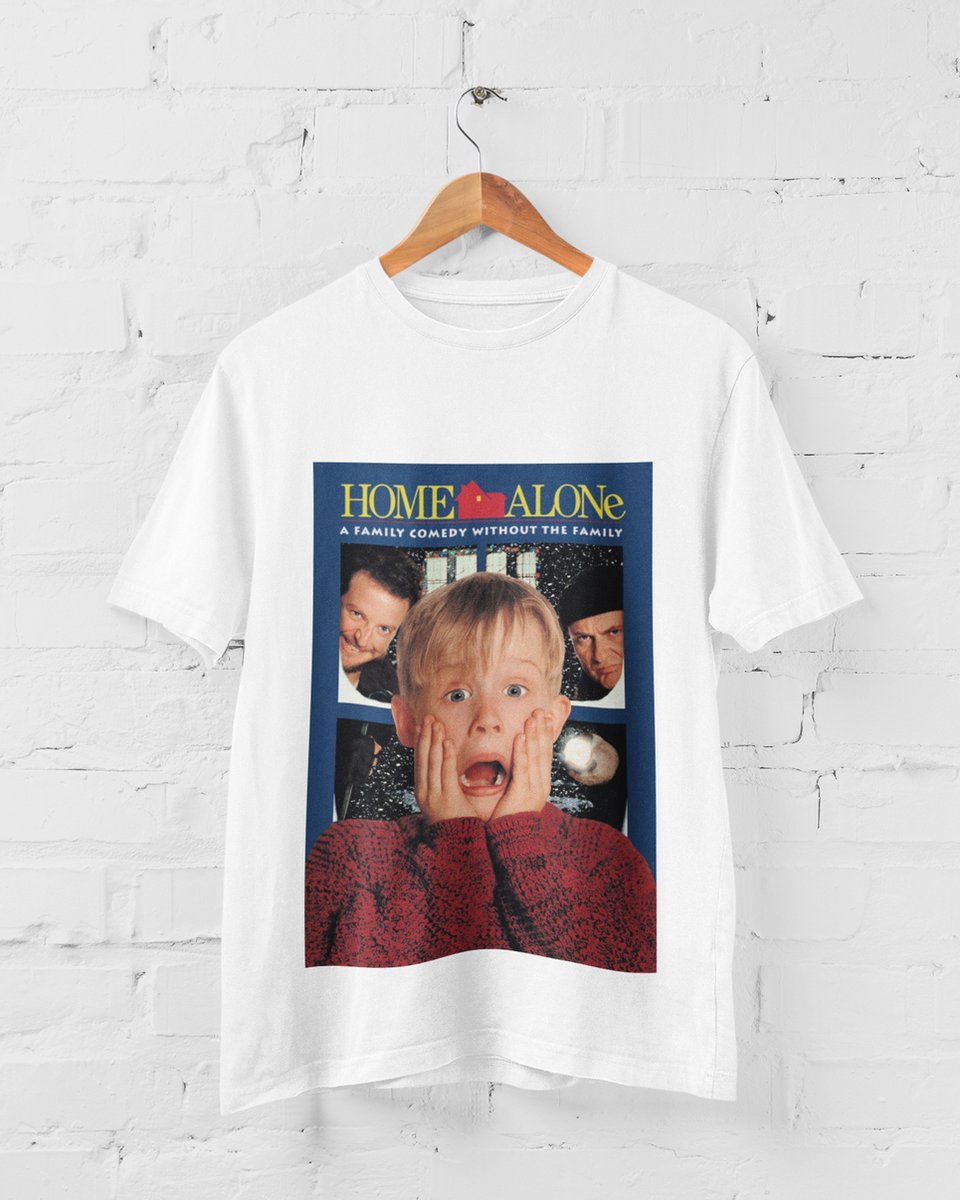 Home Alone T-Shirt | Christmas | Movie | 100% Organisch Katoen | Wit | Maat S