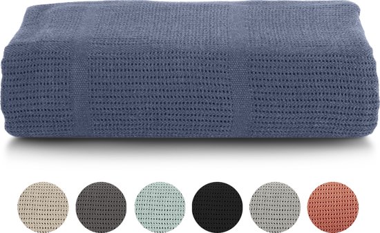Plaid Blauw – Couverture - Plaids 150x200 - 100% COTON - BON CADEAU - Blauw