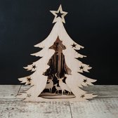 Kerstornament met verlichting - kerstversiering - hout - kerstcadeau