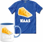 Kaas - grappig verjaardag kleding cadeau - eten teksten - T-Shirt met mok - Heren - Royal Blue - Maat S