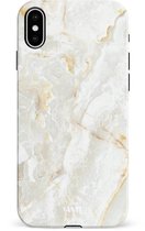 xoxo Wildhearts Marble Off Whites - Double Layer - Hoesje geschikt voor iPhone X / Xs hoesje - Marmer hoesje - Shockproof base - Beschermhoesje geschikt voor iPhone Xs / X case - Gebroken wit