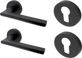 Deurklink Sienna - Zwart - Ø50mm + Pc rozet - Inclusief bevestigingsmateriaal - Mat zwarte deurkruk