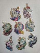 Diamond painting sleutelhangers unicorns (8 stuks) dubbelzijdig te beplakken