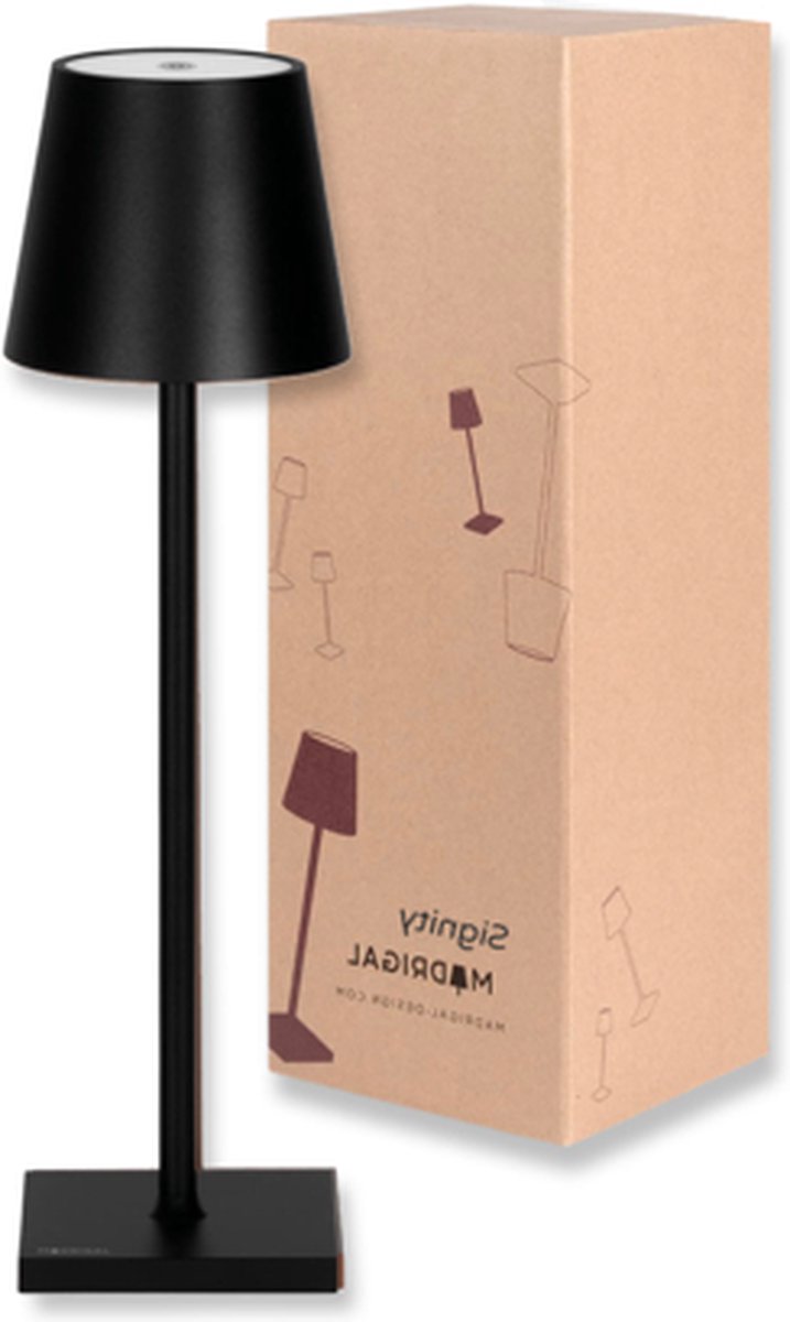Oplaadbare Tafellamp - Tafellamp Slaapkamer en Woonkamer - Draadloze Tafellamp Voor Binnen en Buiten - Draadloze Tafellamp op Batterijen- Tafellamp Oplaadbaar - Tafellamp Zwart - 38cm