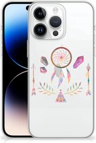 GSM Hoesje Geschikt voor iPhone 14 Pro Max Bumper Hoesje Doorzichtig Boho Dreamcatcher