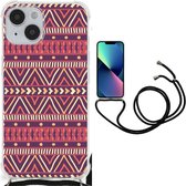 GSM Hoesje Geschikt voor iPhone 14 Hoesje met naam met transparante rand Aztec Purple