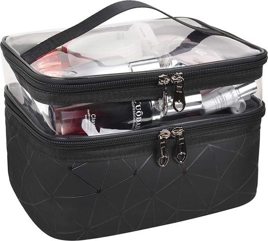 Stijlvolle Tijgerprint Make-up Tas Set Van 3 - Indische Katoenen Toilettassen Met Gewatteerde Waterdichte Voering
