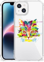 Silicone Case Geschikt voor Apple iPhone 14 Plus Smartphone hoesje met doorzichtige rand Cat Color