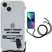 Cover Case Geschikt voor iPhone 14 Plus Telefoonhoesje met doorzichtige rand Pistol Don't Touch My Phone