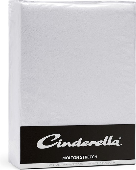 Cinderella Molton Hoeslaken - Katoen en Polyester - 160x200 cm - tot 25 cm  - Wit - Cinderella
