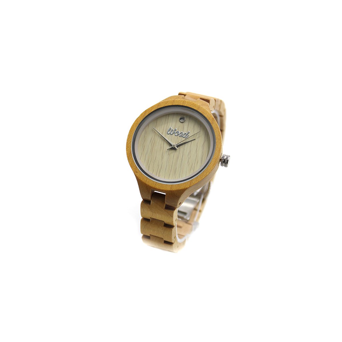 Woed | Tilia - Houten horloge heren - 39 mm - Quertz - Premium - Bamboo - Bruin - wit