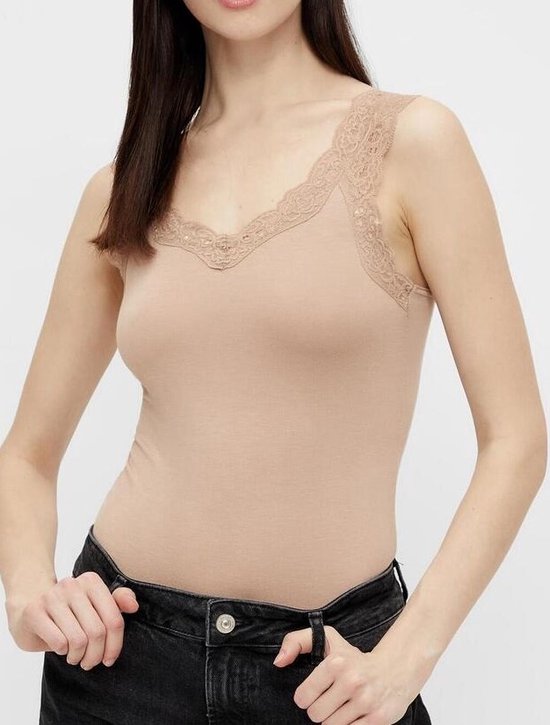 Pieces dames hemd kant - Lace Top - Barbera  - S  - beige
