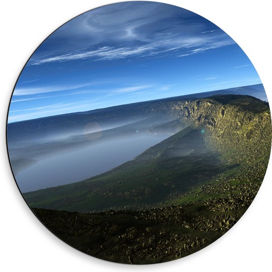 WallClassics - Dibond Muurcirkel - Groten Meren in een Berglandschap - 50x50 cm Foto op Aluminium Muurcirkel (met ophangsysteem)