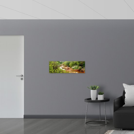 WallClassics - Bois - Ruisseau sinueux à travers la nature - 90 x 30 cm - Épaisseur 12 mm - Photo sur bois (avec système de suspension)