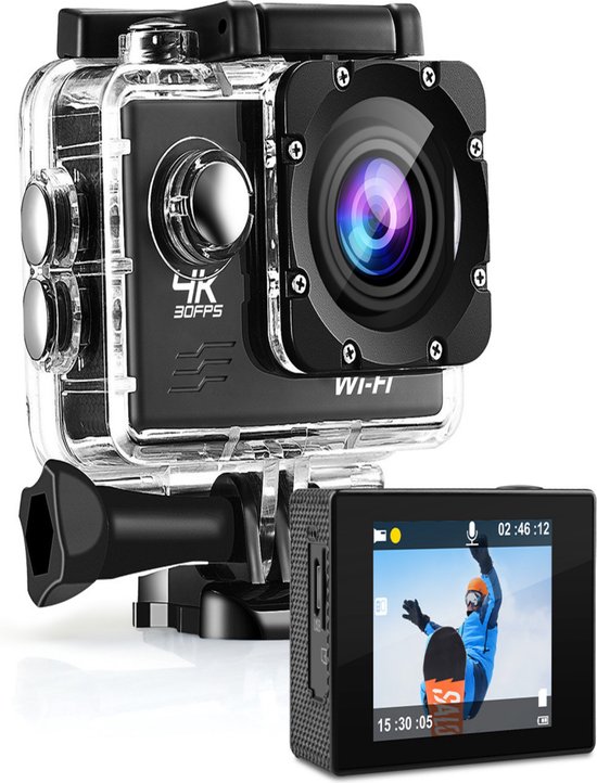 Action Camera - Gopro - Vlog camera - Dashcam - Beeldstabilisatie - Actiecamera - Onderwatercamera - 4K - 30Fps - Inclusief 64 GB SD kaart en Accessoires