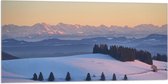 WallClassics - Drapeau - Collines et Montagnes avec Neige - Photo 100x50 cm sur Drapeau Polyester