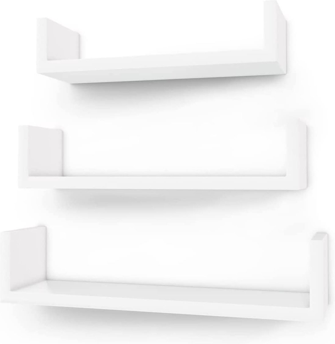 Relaxdays wandplank set van 3 - boekenplank modern - wandboard U-vorm