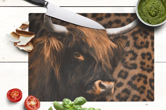 Planche à découper en Verres - 39x28 - Highlander écossais - Zwart - Imprimé panthère - Planches à découper en Glas