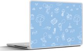 Laptop sticker - 13.3 inch - Patronen - Geboorte - Blauw - 31x22,5cm - Laptopstickers - Laptop skin - Cover