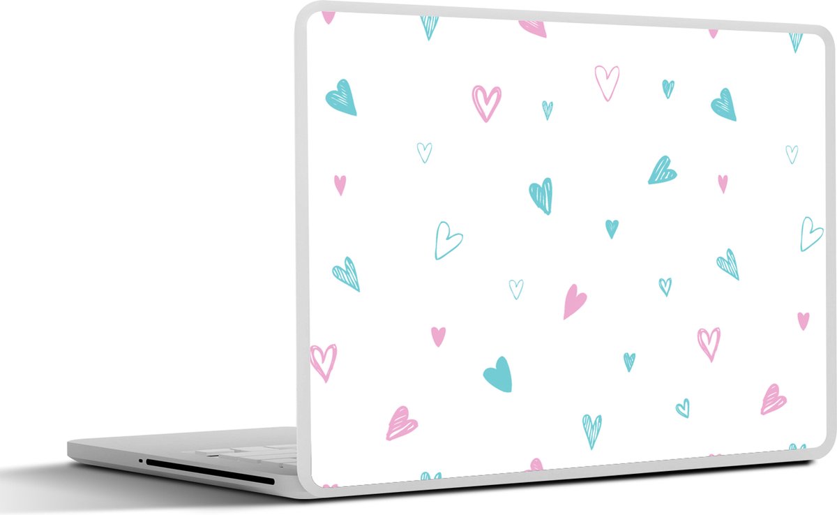 Laptop sticker - 13.3 inch - Hartjes - Patronen - Pastel - 31x22,5cm - Laptopstickers - Laptop skin - Cover
